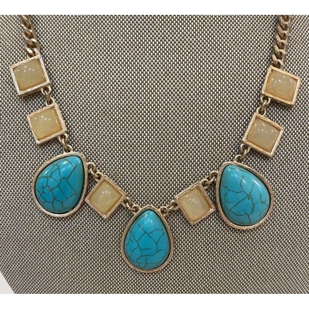 turquoise and yellow stones necklace